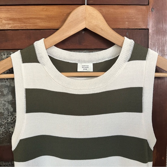 Common Threads Olive/White Stripe Sleeveless Top - Picture 2 of 5